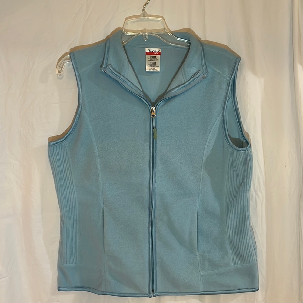 Danskin ice blue fleece vest size Large